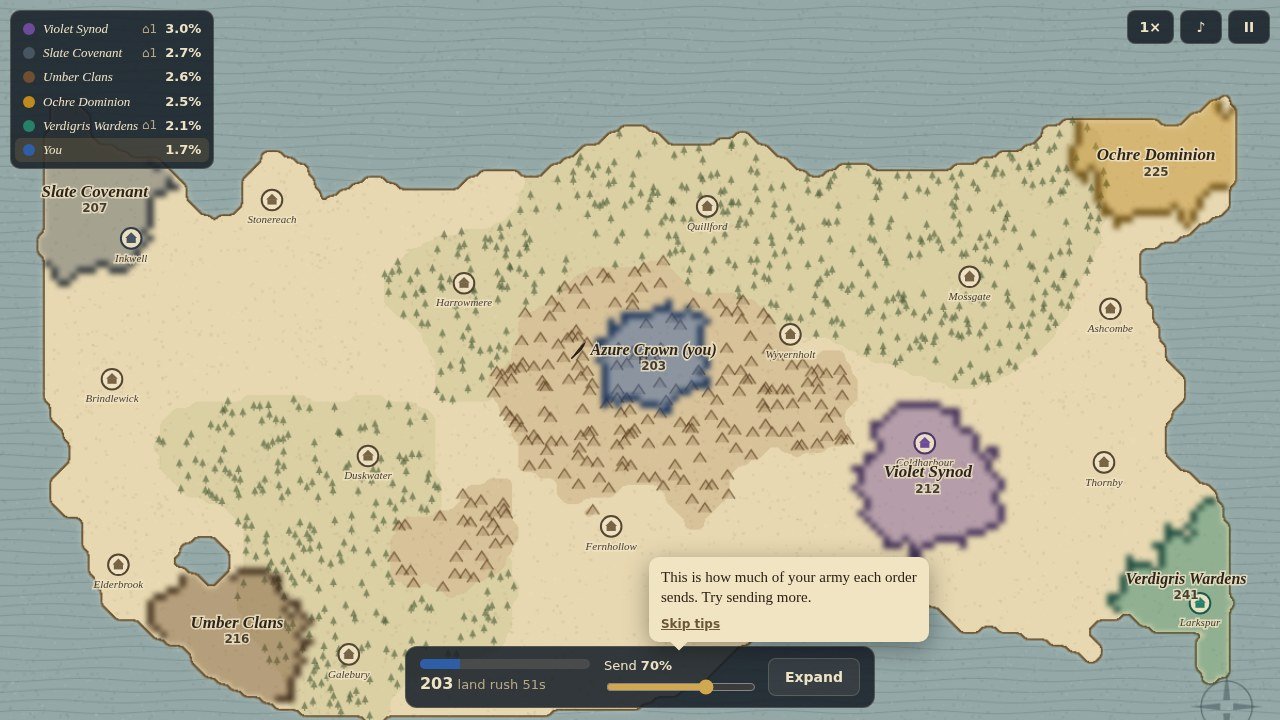 The first minute: a young realm spreading into the wildlands